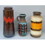 Three West German ceramic vases, 206-26, 203-22 and 65-20