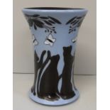 A Moorcroft Lucky Black Cat vase, designed by Paul Hilditch, signed on the base, 15.5cm