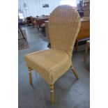 A wicker and bamboo chair