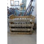 Four vintage wooden potato crates