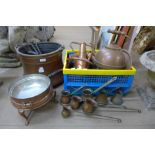 Assorted copper kitchenalia including a coal scuttle