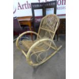 A bamboo rocker chair