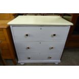 A painted pine chest of drawers