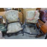 A pair of 19th Century French mahogany fauteuil armchairs