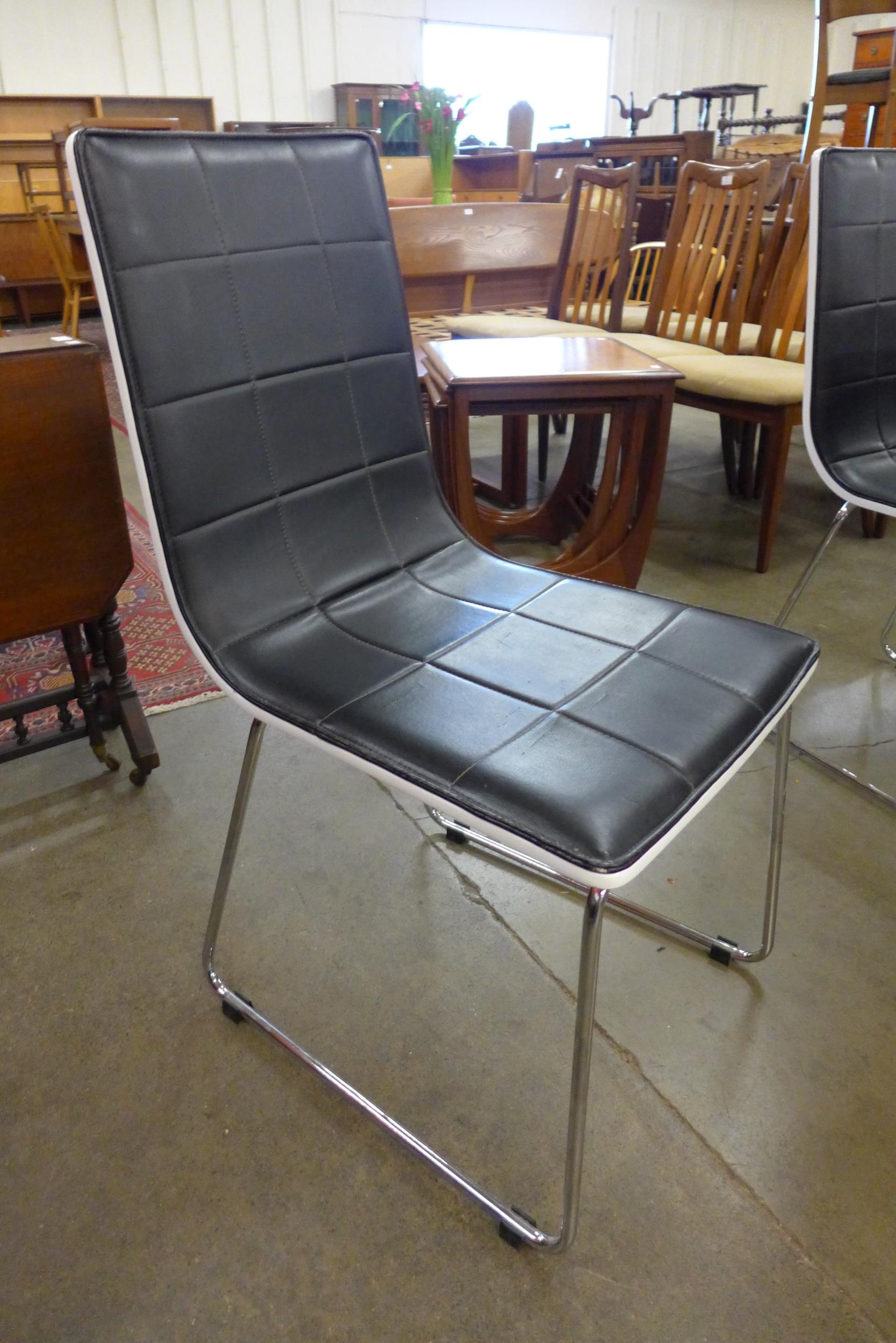 A chrome and white laminate circular table, four chairs and a trolley - Image 2 of 3