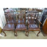 A set of six Chippendale Revival mahogany dining chairs