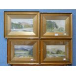 William Langley, four landscapes, watercolour, framed