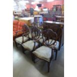 A set of six Hepplewhite style mahogany dining chairs