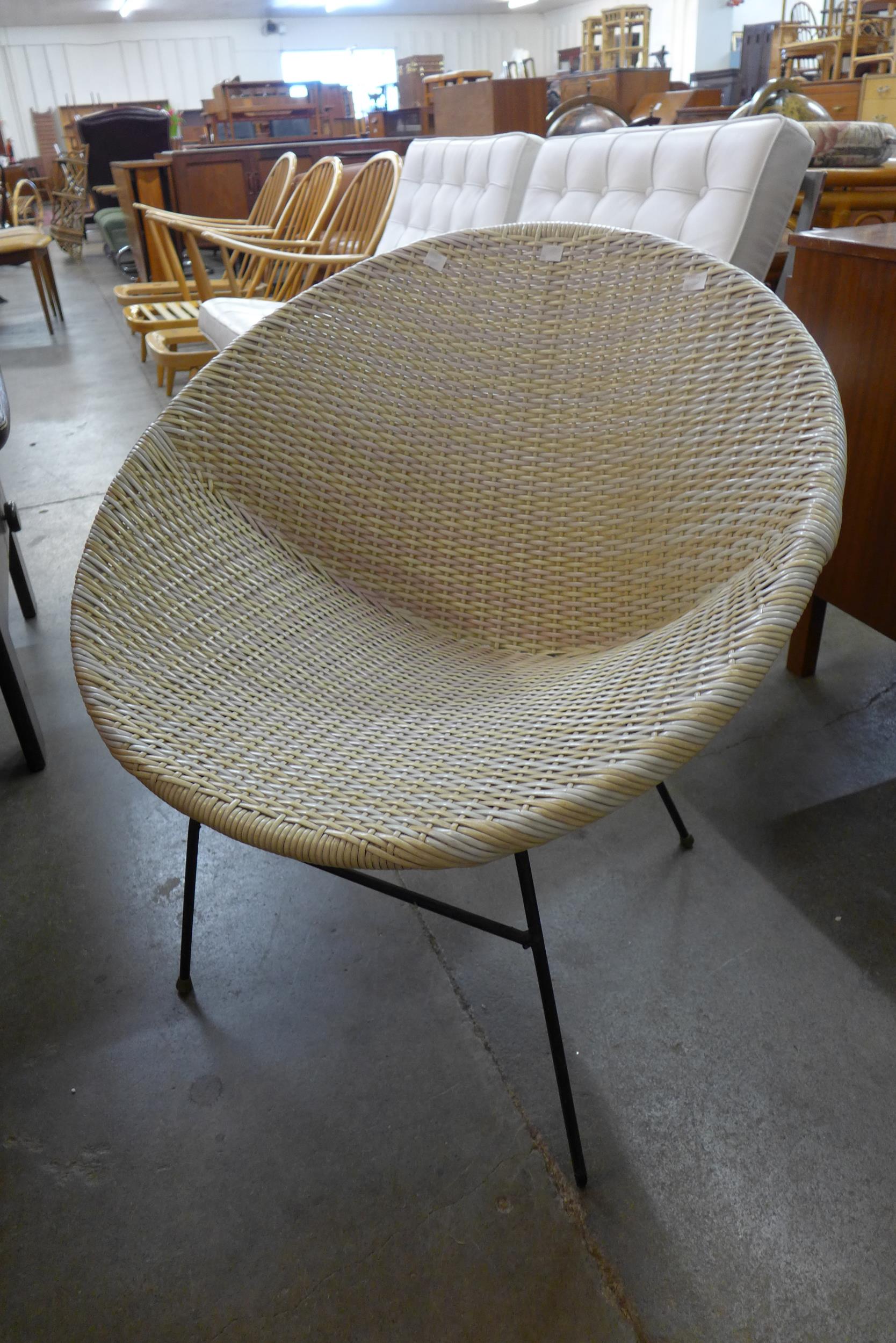 A plastic woven satellite chair