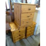 Three pine bedside chests