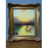 Harry Halsey, Sunset, Castle Drummond, oil on canvas, dated 1921, framed