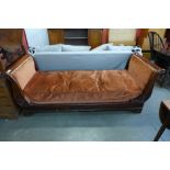 A 19th Century Beidermeier mahogany and fabric upholstered day bed