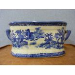 A Staffordshire style flow blue porcelain foot bowl