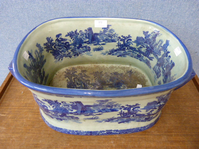 A Staffordshire style flow blue porcelain foot bowl - Image 2 of 2