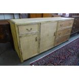 A bamboo and rattan sideboard