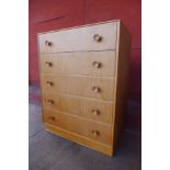 A light oak chest of drawers