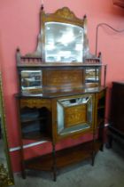 An Edward VII inlaid rosewood mirrorback side cabinet
