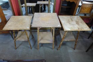 Three Victorian bamboo and rattan occasional tables