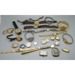 A collection of wristwatches and parts, a/f