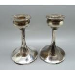 A pair of silver candlesticks, Birmingham 1946, 13.5cm