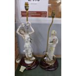 A pair of Florence Giuseppe Armani figural table lamps, Art Deco/flapper girls