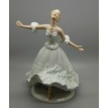 A German Wallendorf porcelain ballerina, 20cm
