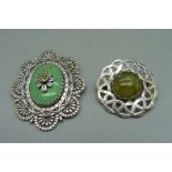 Two silver brooches, one with Scottish hallmark