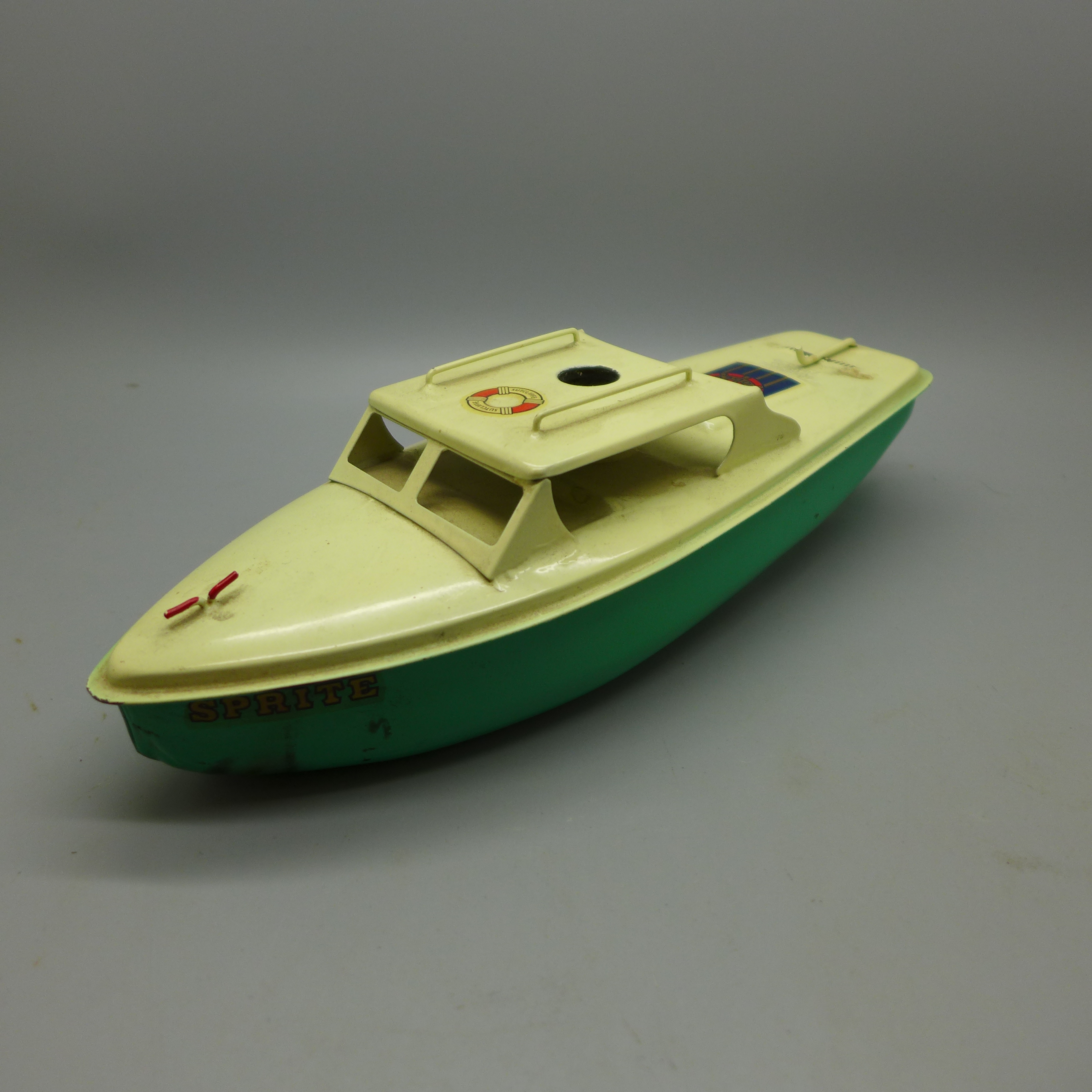 A Sutcliffe model tin-plate Sprite Day Cruiser with key, boxed - Image 2 of 2