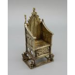 A hallmarked silver Coronation chair, a/f, London 1910, 55mm