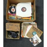 A box of LP records, 78's and 7" singles and a Supreme Bakelite hair dryer **PLEASE NOTE THIS LOT IS