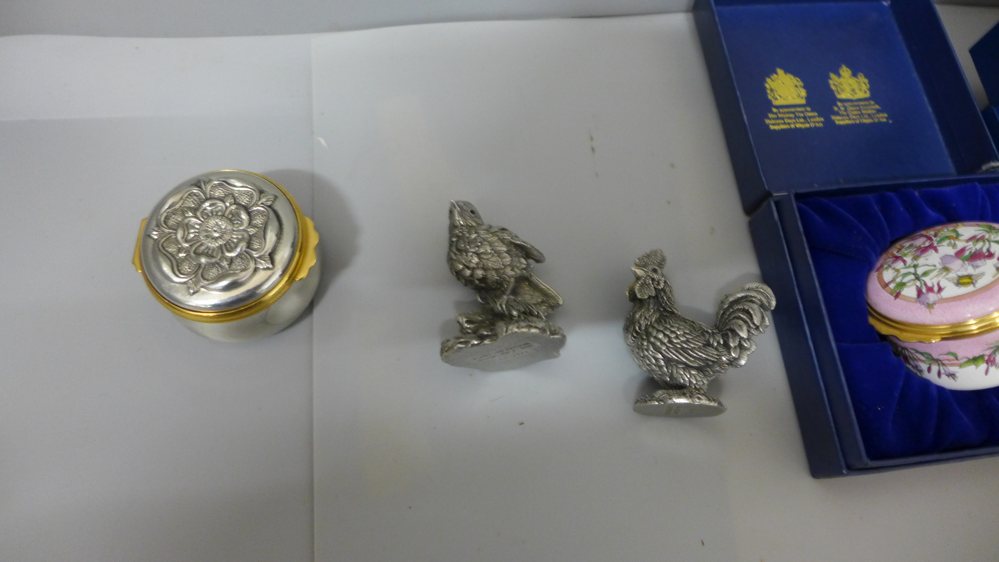 Four Halcyon Days Enamels trinket boxes, all boxed, and three items of Royal Selangor pewter - Image 2 of 2