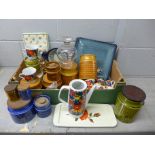 A collection of retro china including Scandinavian Figgio, Germany coffee pot, Pallisey tea cups and