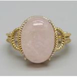 A silver gilt, cabochon morganite ring, with certificate, O