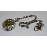 A Jaeger-LeCoultre military pocket watch, the case back marked GSTP 230119 XX, with chain