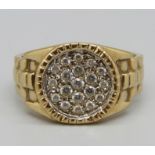 A 9ct gold ring set with white stones, 6.4g, W