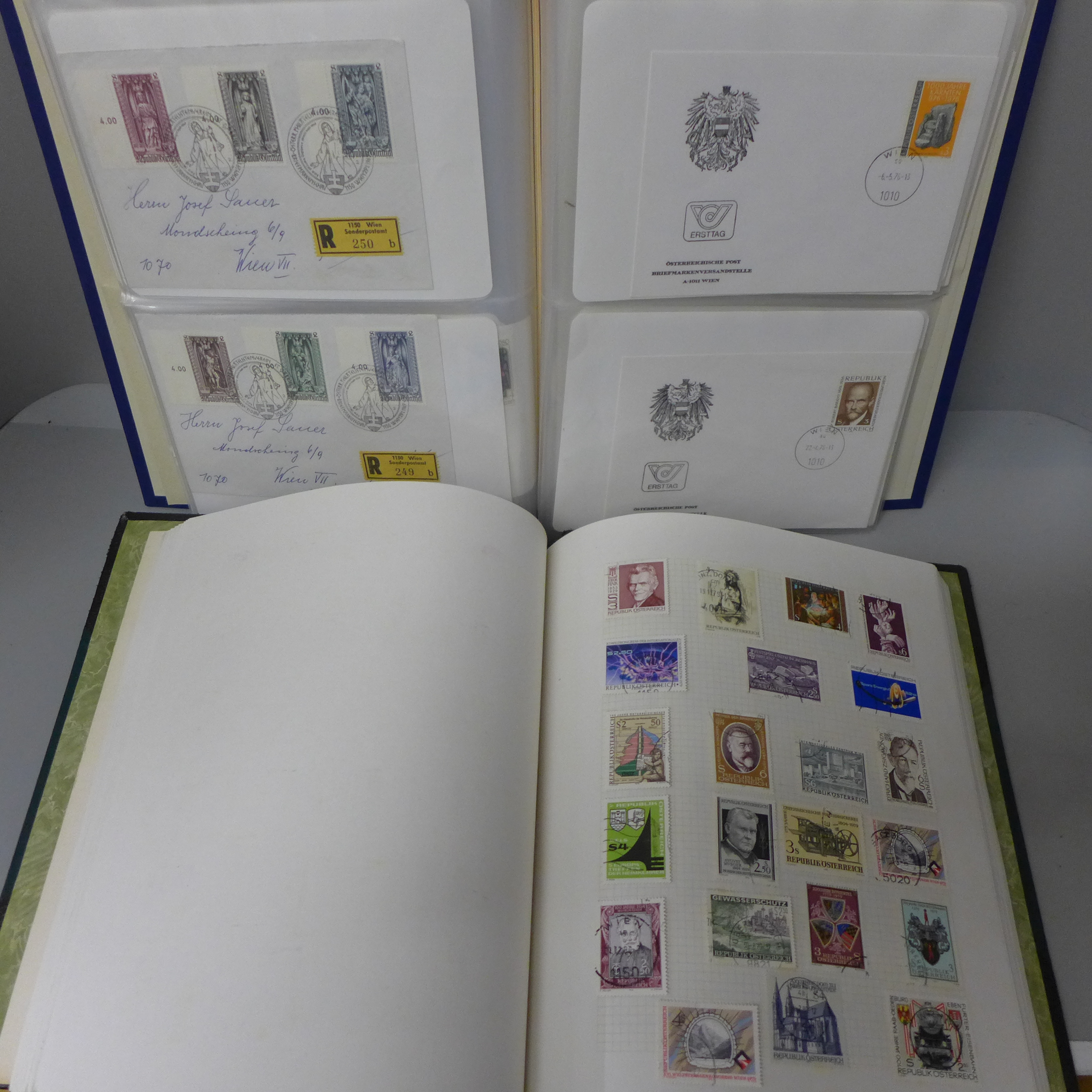 Stamps: an album of Austria stamps and an album of first day covers
