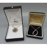 A Kit Heath silver pendant and chain and a silver leopard's head pendant and chain