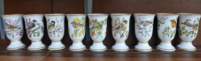 A set of nine Franklin Porcelaine 'Song Birds' Oiseaux Chanteurs de L'Europe goblets