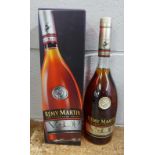 A bottle of Remy Martin Champagne Cognac, boxed