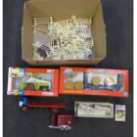 Britains toys including a flat bed lorry, forage harvester, trailer, etc.