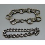 A Victorian bracelet and a silver curb link bracelet, total weight 31g