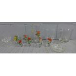 A collection of glassware including a floral lemonade set **PLEASE NOTE THIS LOT IS NOT ELIGIBLE FOR