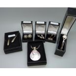 A collection of silver and silver mounted jewellery, boxed