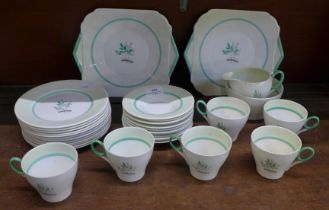 A Shelley Oxford tea set, serial no. C12387 including six cups, twelve saucers, twelve tea plates,