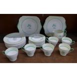 A Shelley Oxford tea set, serial no. C12387 including six cups, twelve saucers, twelve tea plates,