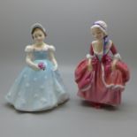 Two Royal Doulton figures, The Bridesmaid by M. Davies, HN2196 (circa 1960-76) and Goody Two Shoes