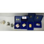 Four Halcyon Days Enamels trinket boxes, all boxed, and three items of Royal Selangor pewter