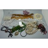 A collection of bead necklaces