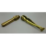 Two pairs of brass nutcrackers