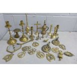 A quantity of brassware including candlesticks, jugs, etc. **PLEASE NOTE THIS LOT IS NOT ELIGIBLE